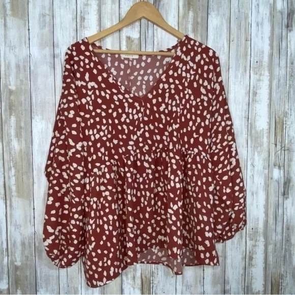 Entro Rust Red Dot Blouse - Picture 2 of 6